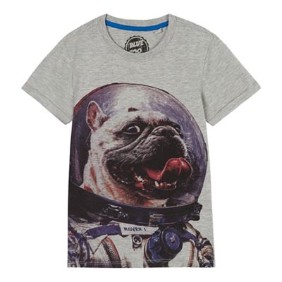 bluezoo Boys' grey space dog print t-shirt